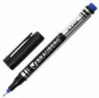 Маркер перманентный BRAUBERG "Jet", СИНИЙ, супертонкий металлический наконечник 0,5 мм,