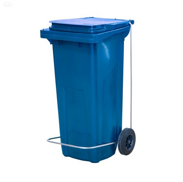 Контейнер для мусора 120 л с крышкой на колесах с педалью синий Контейнер для мусора 120 л с крышкой на колесах с педалью синий