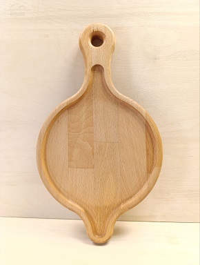 Доска для подачи 350/270х200х20 мм с ручкой 80 мм, с углублением в виде хачарури, бук Доска для подачи 350/270х200х20 мм с ручкой 80 мм, с углублением в виде хачарури, бук