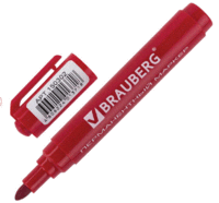 Маркер перманентный BRAUBERG, КРАСНЫЙ, круглый наконечник