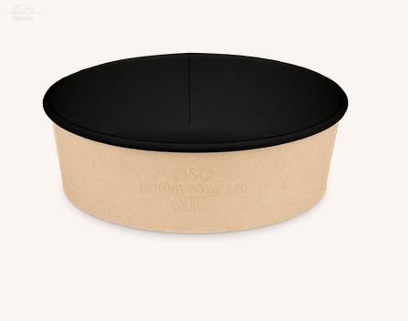 Контейнер ECO 620 мл d-150, h-46 мм супница/салатник ЧЕРНЫЙ/КРАФТ OSQ Контейнер ECO 620 мл d-150, h-46 мм супница/салатник ЧЕРНЫЙ/КРАФТ OSQ