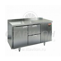 Стол холодильный GN с бортом GN 12/TN HICOLD  -2...+10°С   1 дверь, 2 ящика  нержавеющая сталь