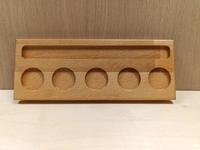 Рюмочница 263х100х20 мм, 5 углублений под стопку D38мм и 1 углубление 243х23х5мм бук