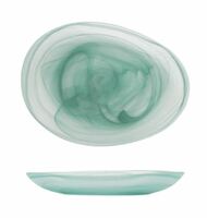 Тарелка мелкая 28х21х2 см матовая Green Sky  P.L. стекло бирюзовый