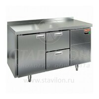Стол морозильный GN с бортом GN 12/BT  HICOLD  -10…-18°С   1 дверь, 2 ящика  нержавеющая сталь