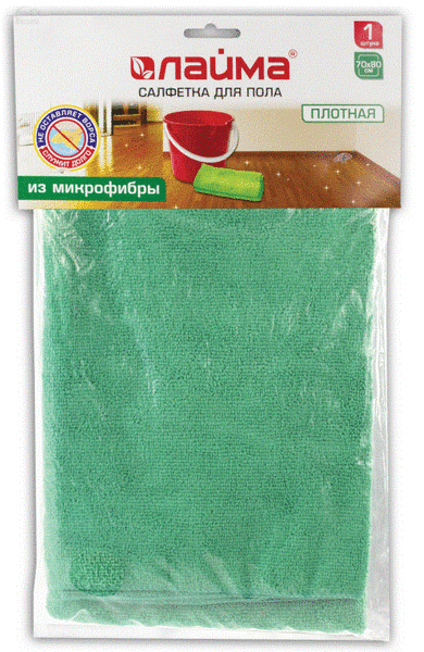 Тряпка для мытья пола из микрофибры, СУПЕР ПЛОТНАЯ, 70х80 см, зелёная, 300 г/м2, LAIMA Тряпка для мытья пола из микрофибры, СУПЕР ПЛОТНАЯ, 70х80 см, зелёная, 300 г/м2, LAIMA