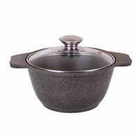 Кастрюля 1 л D16 см  литой алюминий с а/п покрытием со стеклянной крышкой Мрамор Kukmara