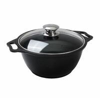 Кастрюля 3 л D22 см литой алюминий с а/п покрытием со стеклянной крышкой Kukmara