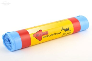 Пакет для мусора с завязками 60 л 60*80 см 25 мкм 10 шт/рул ПВД голубой Пакет для мусора с завязками 60 л 60*80 см 25 мкм 10 шт/рул ПВД голубой