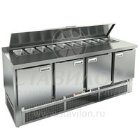 Стол для салатов GN с бортом SLE1-1111GN (1/3) HICOLD  +2...+10°С   4 двери  нержавеющая сталь