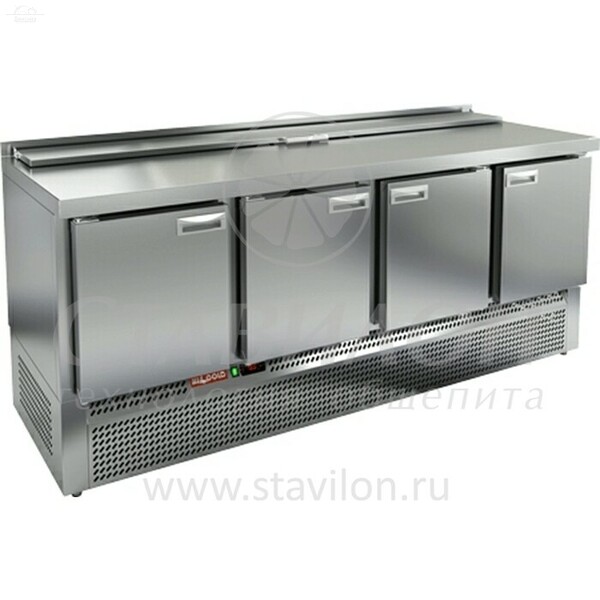 Стол для салатов GN с бортом SLE2-1111GN (1/6) HICOLD +2...+10°С 4 двери нержавеющая сталь Стол для салатов GN с бортом SLE2-1111GN (1/6) HICOLD +2...+10°С 4 двери нержавеющая сталь