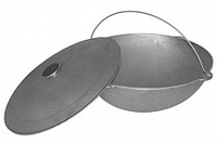 Казан 32 л чугун  с крышкой круглое дно Гардарика