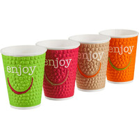 Стакан бумажный 200/250 мл D80 мм Impresso, Enjoy дизайн двухслойный