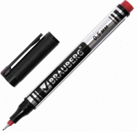 Маркер перманентный BRAUBERG "Jet", КРАСНЫЙ, супертонкий металлический наконечник 0,5 мм