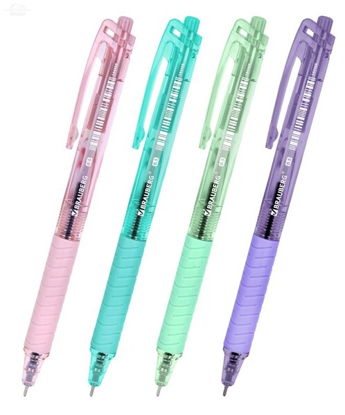 Ручка шариковая автоматическая с грипом BRAUBERG "CLASSIC PASTEL", СИНЯЯ, корпус ассорти, пишущий узел 0,5 мм, линия письма 0,35 мм. масляная Ручка шариковая автоматическая с грипом BRAUBERG "CLASSIC PASTEL", СИНЯЯ, корпус ассорти, пишущий узел 0,5 мм, линия письма 0,35 мм. масляная