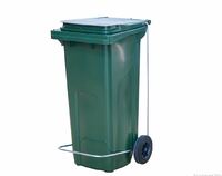 Контейнер для мусора 120 л с крышкой на колесах с педалью зеленый