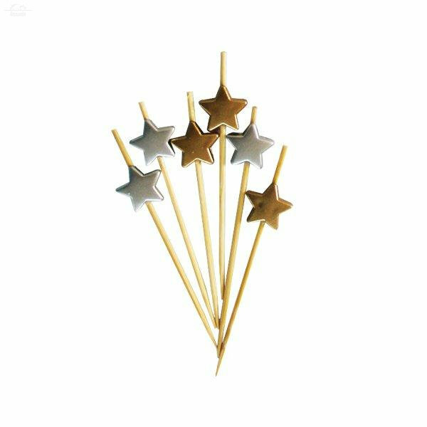 Пика деревянная H70 мм Звезда 100 шт/уп золото бамбук Пика деревянная H70 мм Звезда 100 шт/уп золото бамбук