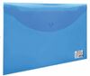 Папка-конверт с кнопкой BRAUBERG, А4, до 100 листов, прозрачная, синяя