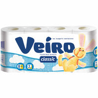Бумага туалетная 2 слоя 8 рул/уп Classic белый VEIRO