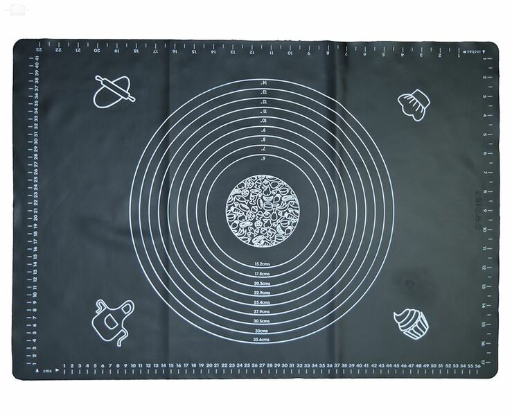 Коврик силиконовый 64х45 см с разметкой черный Коврик силиконовый 64х45 см с разметкой черный