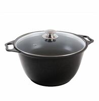 Кастрюля 4 л D24 см литой алюминий с а/п покрытием со стеклянной крышкой Kukmara