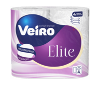 Бумага туалетная 4 слоя 4 рул/уп   Elite Extra  белый  VEIRO