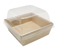Контейнер ECO универсальный с прозрачной крышкой 114/128х114/128х40/50 мм 550 мл картон крафт