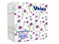 Салфетки 24х24 см 1 слой 50 шт/уп с рисунком  Анютины глазки целлюлоза VEIRO