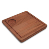 Доска для подачи 200х200х20 мм  с желобком, соусником D5 см бук махагон