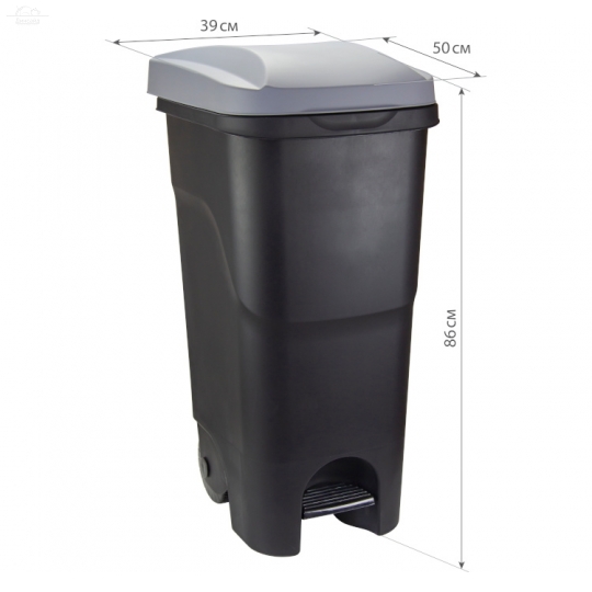 Контейнер для мусора 85 л с педалью на колесах пластик М-пластика Контейнер для мусора 85 л с педалью на колесах пластик М-пластика