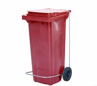 Контейнер для мусора 120 л с крышкой на колесах с педалью красный 