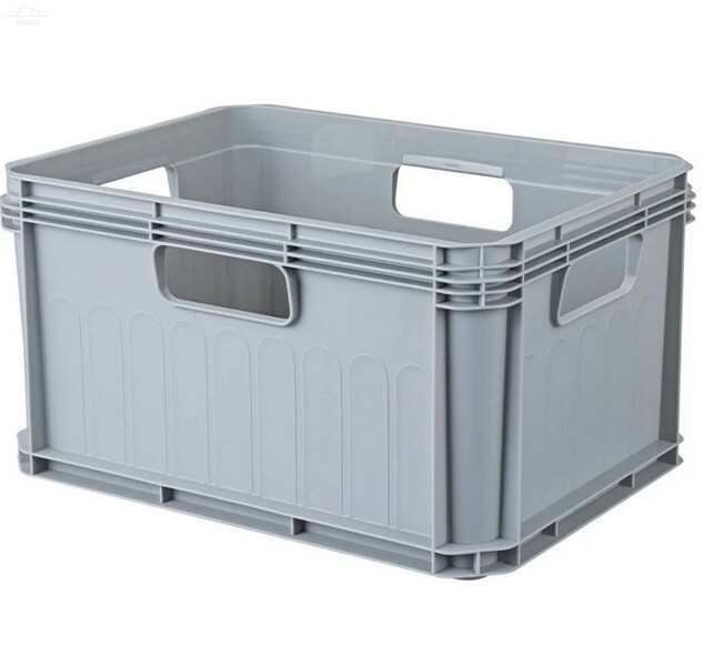 Ящик универсальный 21,5 л 400х300х220 сплошной серый, Евробокс Рестола Ящик универсальный 21,5 л 400х300х220 сплошной серый, Евробокс Рестола