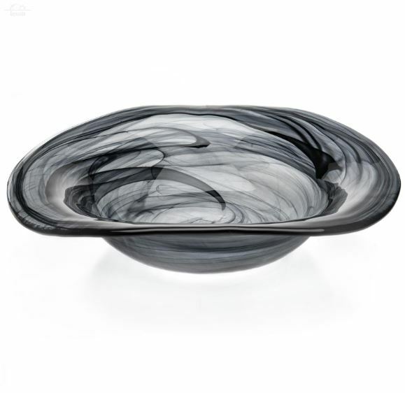 Тарелка глубокая d 21 см h 5 см, стекло декор черно-белый, Helix Тарелка глубокая d 21 см h 5 см, стекло декор черно-белый, Helix