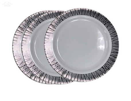 Тарелка пластиковая D180 мм 6 шт/упак белый серебряный луч Complement Shine PS Тарелка пластиковая D180 мм 6 шт/упак белый серебряный луч Complement Shine PS