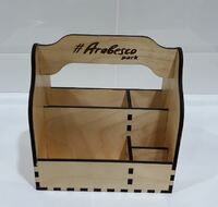 Ящик для сервировки 20х14 см, H21 см 5-ти секционный, фанера, с логотипом Arabesco