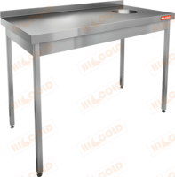 Стол производственный для сбора отходов с мойкой НДСО1М-12/7БП HICOLD борт АСС  без обвязки  500х500х300 справа