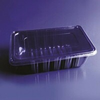 Контейнер прямоугольный с крышкой 2500 мл 275х177 мм H85 мм OPS черный/прозрачный