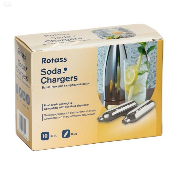 Баллончики для сифона для воды CO2 ROTASS 10 шт/уп Баллончики для сифона для воды CO2 ROTASS 10 шт/уп