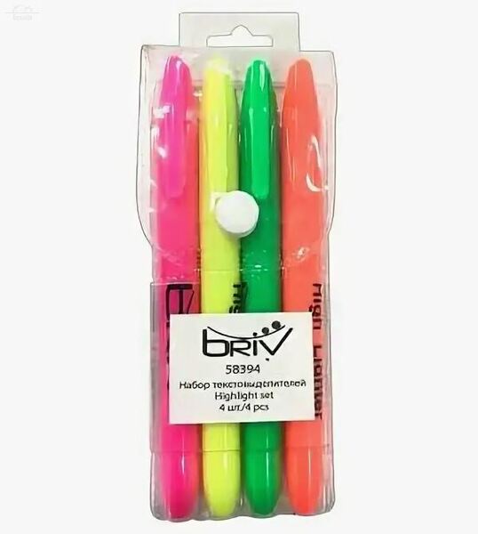 Маркеры-текстовыделители набор 4 шт, 1-4 мм "BRIV" Маркеры-текстовыделители набор 4 шт, 1-4 мм "BRIV"
