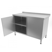 Стол тумба распашные двери  с бортом      нержавеющая сталь  1300х700х870