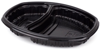 Контейнер овальный 2 секции 257х202 мм H37+35 мм PP черный
