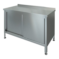 Стол тумба двери купе  с бортом      нержавеющая сталь  1500х700х870