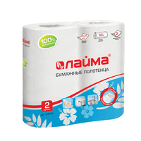 Полотенца бумажные 2 слоя 2 рул/уп ЛАЙМА белый