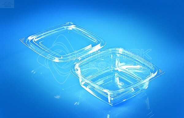 Контейнер с совмещенной крышкой 375 мл 137х137 мм H50мм PET прозрачный Контейнер с совмещенной крышкой 375 мл 137х137 мм H50мм PET прозрачный