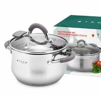 Кастрюля 6,1 л  нерж.сталь со стеклянной крышкой TECO